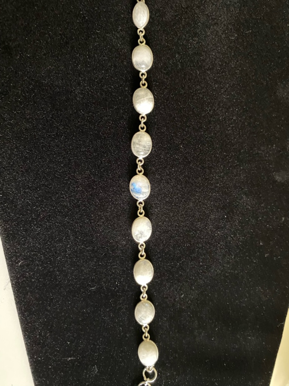 Sterling Silver Moonstone Link Bracelet with hook closure - Picture 4 of 5